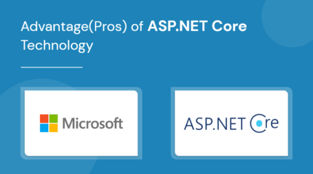 Presentation slide titled 'Advantage of ASP.NET Core Technology' featuring Microsoft and ASP.NET Core logos, highlighting the key benefits and strengths of using this powerful framework.