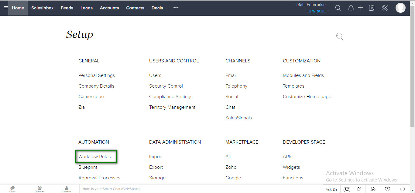 In Automation, you can find Workflow rules