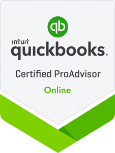 The QuickBooks Certified ProAdvisor Online badge features a sleek green and white design, symbolizing expertise in QuickBooks integration for seamless financial management.