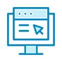 Illustration of a computer monitor displaying a webpage with a cursor icon, symbolizing online interaction or web browsing.