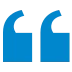 A blue double quotation mark symbol is displayed on a white background.