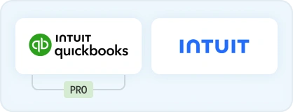 An image featuring the Intuit logo on the left and the QuickBooks Pro logo on a green background on the right.