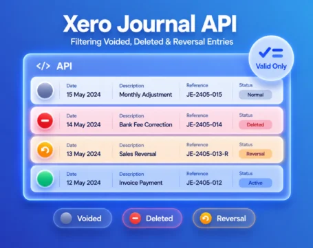 Xero Journal API example showing how to filter valid journal entries while excluding voided, deleted, and reversal transactions.