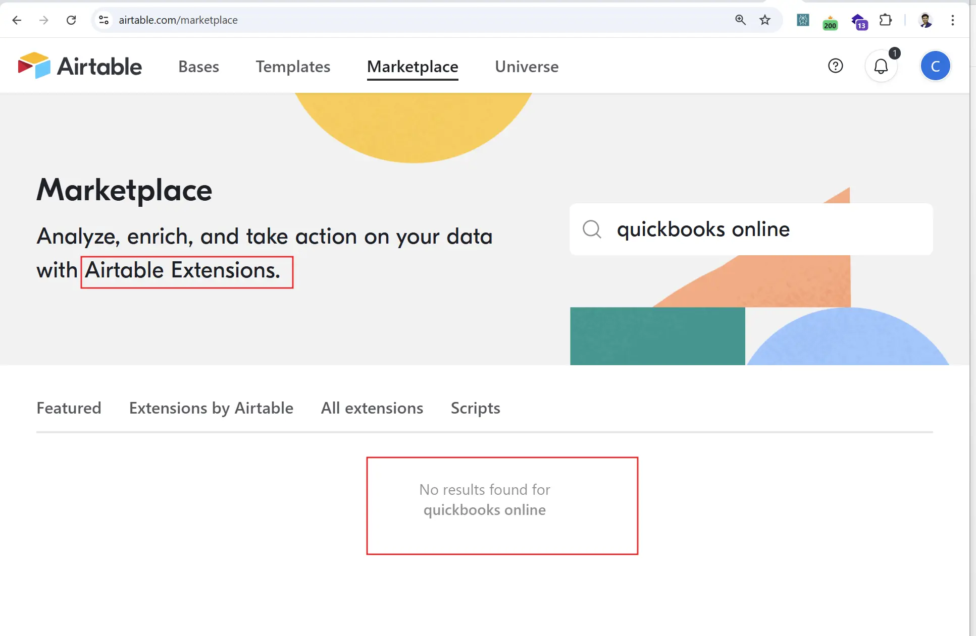 Screenshot of the QuickBooks App Store search for 