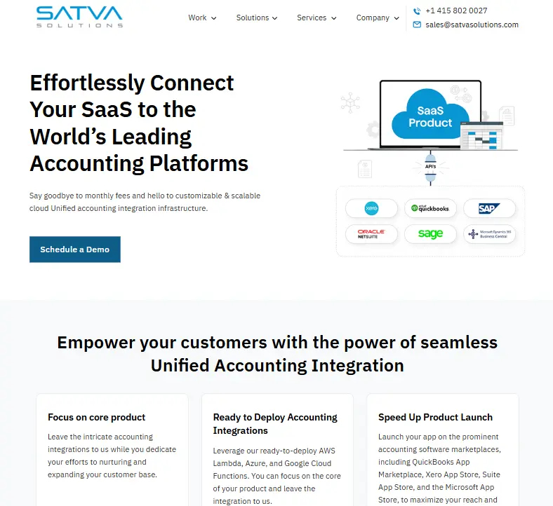 Satva Solutions Unified Accounting API platform visual showing seamless integration across multiple financial and ERP systems