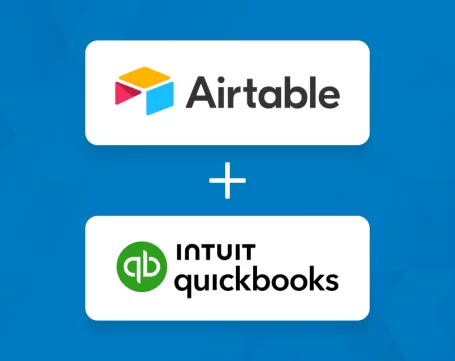 Visual showing Airtable and Intuit QuickBooks integration, enabling seamless data sync between spreadsheets and accounting software