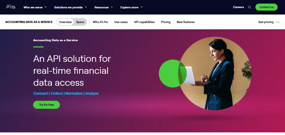 FIS enterprise financial technology solutions platform offering payment processing, banking, and core financial system integration