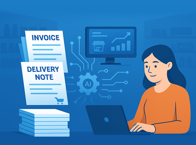 AI automation system processing invoices and delivery notes to improve business efficiency and financial accuracy.