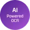 AI-powered OCR technology icon representing intelligent document scanning and data extraction automation.