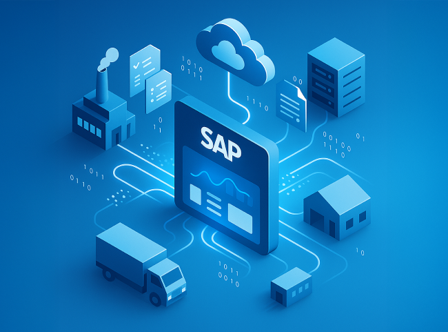 SAP cloud integration connecting manufacturing, logistics, and enterprise systems for automated business process optimization.