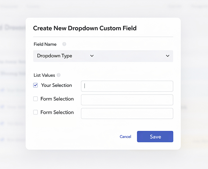Create new dropdown custom field in QuickBooks Online with list value options