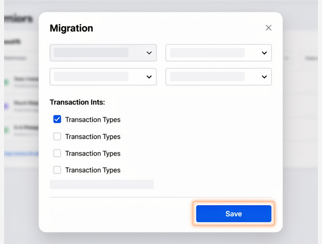 QuickBooks Tag Management dashboard with migration button for custom fields transition