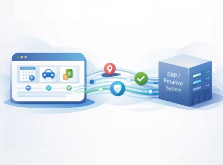 Secure data sync between SaaS application and ERP finance system with validation, location, and compliance checks