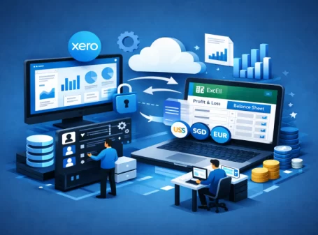 Xero accounting data synced to Excel for multi-currency profit and loss and balance sheet reporting