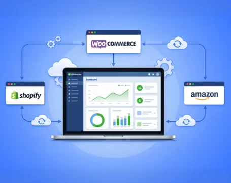 QuickBooks dashboard integrated with Shopify, WooCommerce and Amazon for ecommerce order, sales and financial data sync