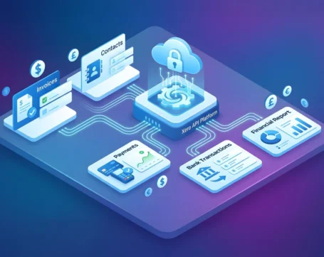 Xero API integration connecting invoices, contacts, payments, bank transactions, and financial reports in cloud accounting