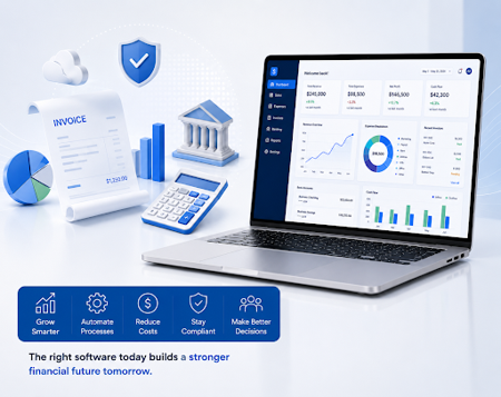 Accounting software dashboard with invoice analytics compliance tracking and financial reporting for smarter business growth