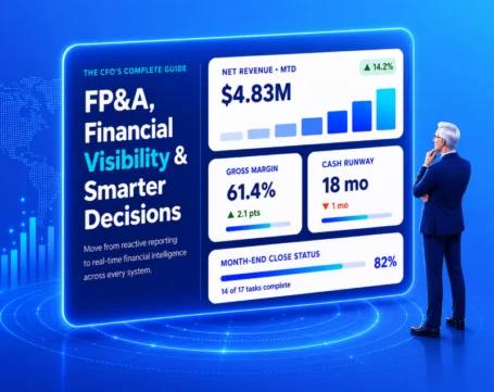 CFO FP and A dashboard showing financial visibility net revenue gross margin cash runway and smarter business insights