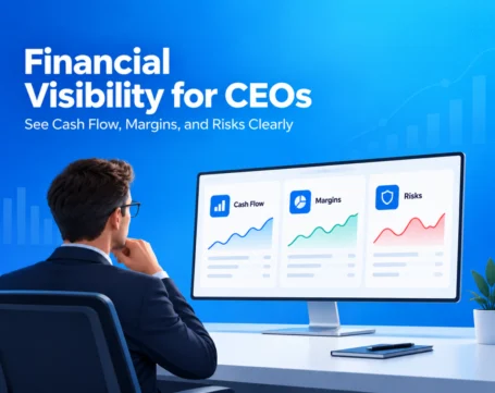 Financial visibility dashboard showing cash flow, margins, and business risks for CEOs