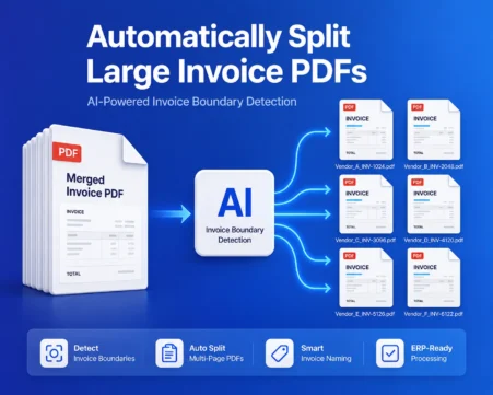 AI invoice boundary detection automatically separates merged invoice PDFs into individual files for ERP-ready processing