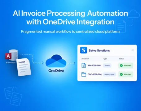 AI invoice processing automation with OneDrive integration for centralized document matching and workflow management
