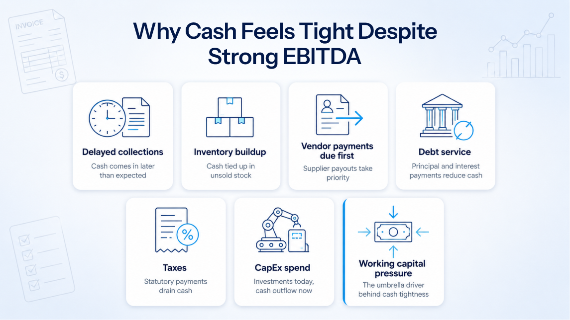 Reasons EBITDA looks good but cash flow is tight