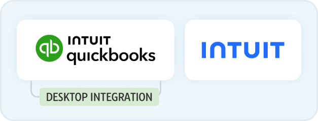QuickBooks Desktop and Intuit logos illustrating desktop accounting software integration for business financial management