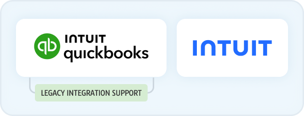 QuickBooks and Intuit logos representing legacy integration support for existing accounting software systems