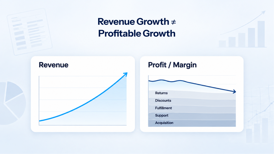 Revenue growth versus profitable growth with key margin cost factors